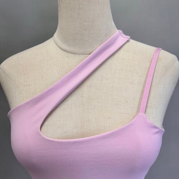 Abercrombie & Fitch pink cutout one shoulder seamless tank bodysuit size medium - Picture 6 of 14